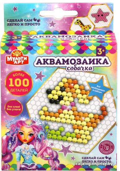 

Набор для создания поделок/игрушек MultiArt Аквамозаика Собачка 100-AQUAMOS-10