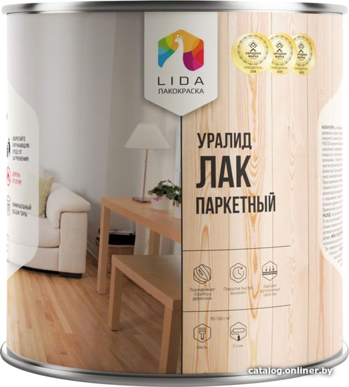 

Лак LIDA Уралид Паркетный (глянцевый, 2.4 л)