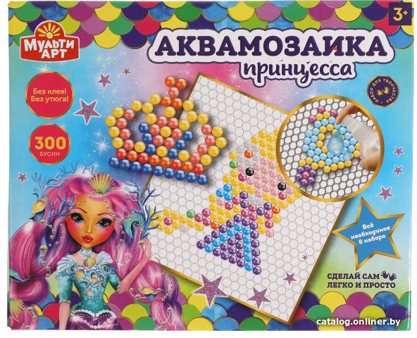 

Набор для создания поделок/игрушек MultiArt Аквамозаика Принцесса ABMA300-10