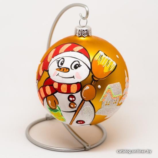 

Елочная игрушка Юрита Шар со снеговиком 191014-03 (золотой)