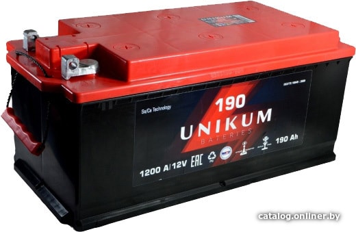 

Автомобильный аккумулятор Unikum 6СТ-190 АПЗ п.п. крышка KAMINA болт (190 А·ч)