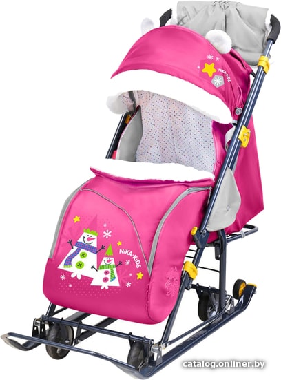 

Санки-коляска Nika Ника детям 7-6 (снеговик/розовый)