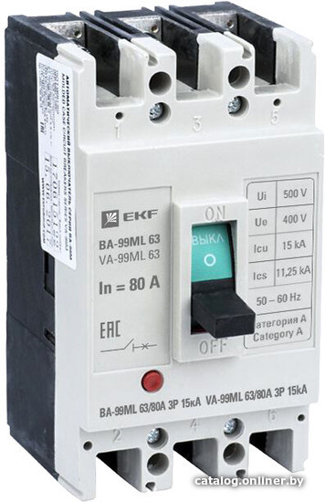 

Выключатель автоматический EKF Basic ВА-99МL 6380А 3P 15кА mccb99-63-80mi