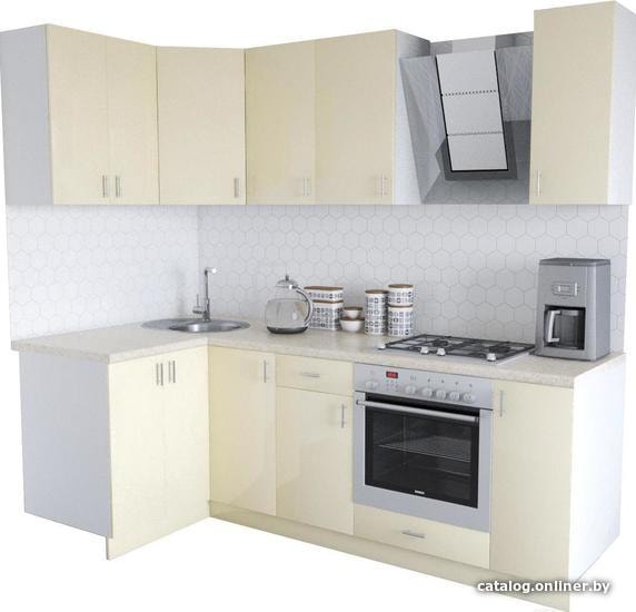 

Готовая кухня Хоум Лайн Кристалл Люкс 1200х2300 угловой (ваниль/ваниль)