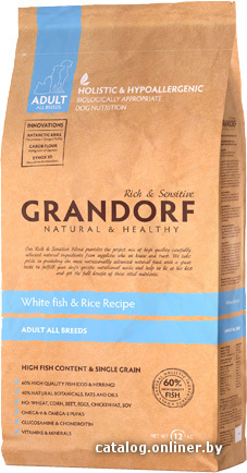 

Сухой корм для собак Grandorf White Fish&Rice 12 кг