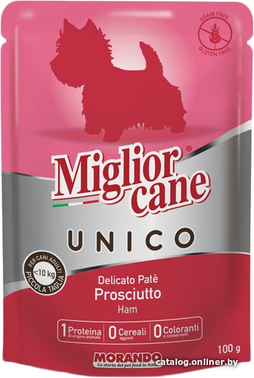 

Пресервы Migliorcane Unico Adult Mini нежный паштет с прошутто 100 г