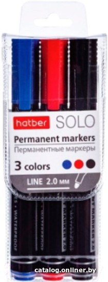 

Маркер перманентный Hatber Solo PM-066138 (3 шт)