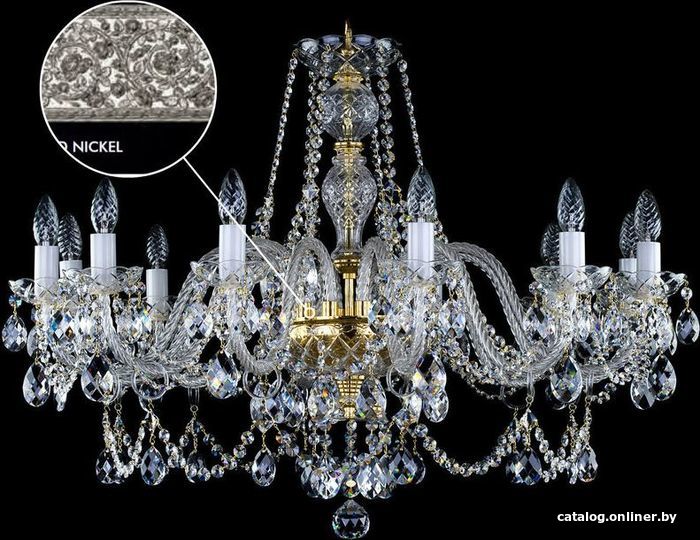 

Подвесная люстра ArtGlass Andrea Xii.-Arms 280-Full Cut Nickel Ce