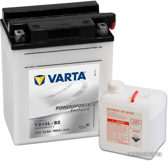 

Мотоциклетный аккумулятор Varta Powersports Freshpack YB14L-B2 514 013 014 (14 А/ч)