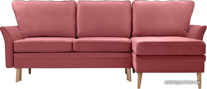 

Угловой диван Divan Верона Velvet Coral (прямой, велюр ultra coral, розовый)