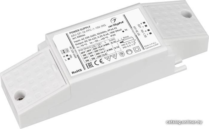 

Блок питания Arlight ARJ-SP-18-PFC-1-10V-INS 030464