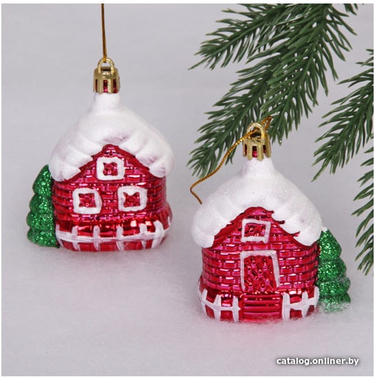 

Елочная игрушка Серпантин Домик в лесу 2 шт (красный) 916-0183