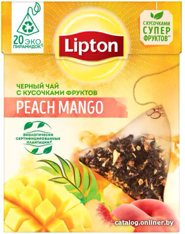 

Черный чай Lipton Peach Mango с кусочками фруктов 20 шт