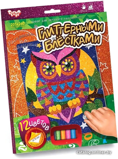 

Набор для рисования Danko Toys Раскраска глитерными блестками по номерам. Сова РГН-02-03
