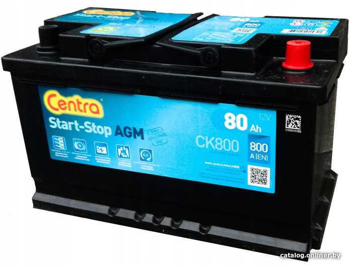 

Автомобильный аккумулятор Centra Start-Stop AGM CK800 R+ (80 А·ч)