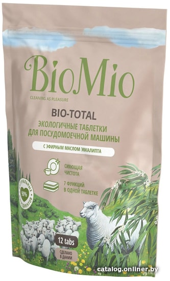 

Таблетки для посудомоечной машины BioMio C маслом эвкалипта 12 шт