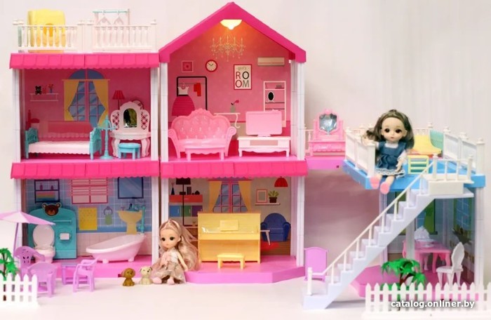 

Кукольный домик Sharktoys Dream Villa двухэтажный 11500014 (розовый)