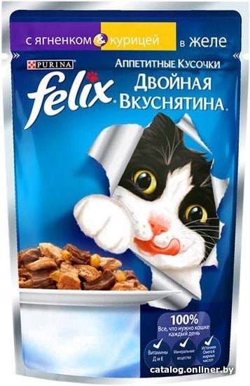 

Пресервы Felix Двойная вкуснятина с ягненком и курицей 0.085 кг