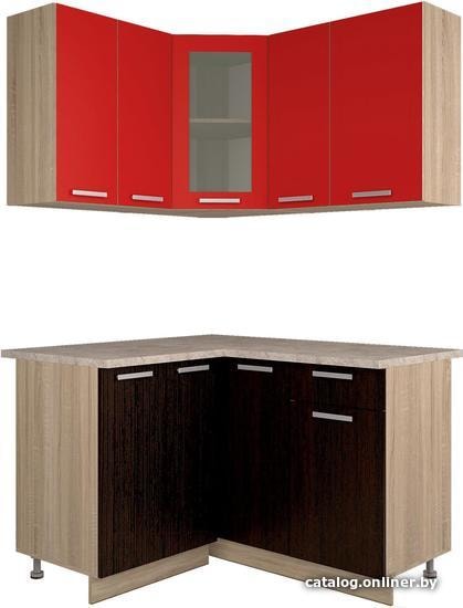 

Готовая кухня Интерлиния Мила 12x13 (красный/дуб венге)
