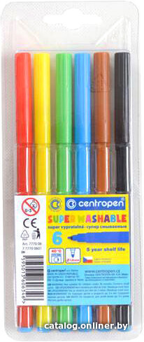 

Фломастеры Centropen Суперсмываемые 7770/06 (6 цв)