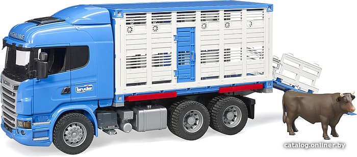 

Грузовик Bruder Scania R-Series livestock transporter with one cow 03549