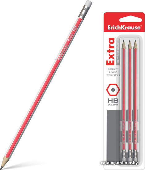 

Набор простых карандашей Erich Krause Extra HB 43573 шестигранный (3 шт)