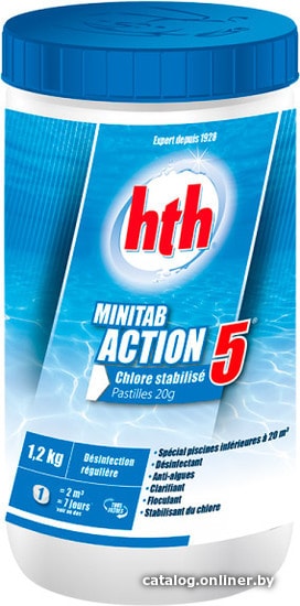 

Химия для бассейна HTH Minitab 20 г Action 5 1.2 кг