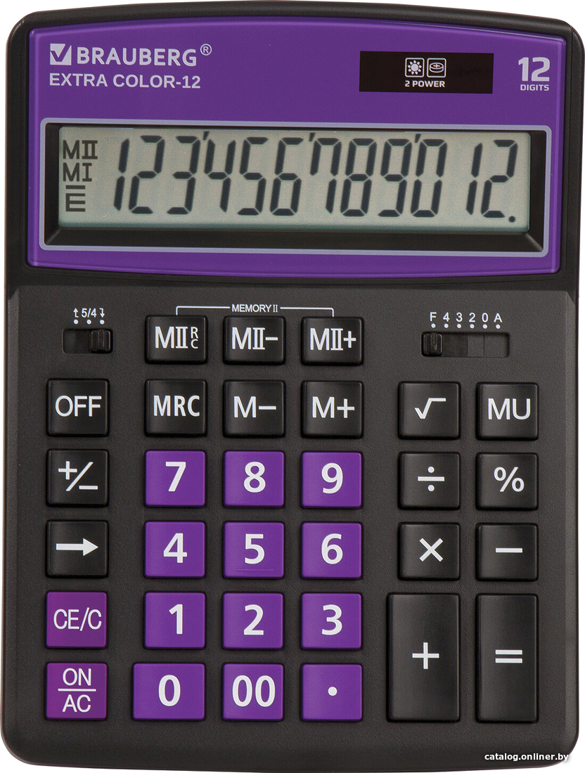 

Бухгалтерский калькулятор BRAUBERG Extra Color-12-BKLG 250480 (черный/фиолетовый)