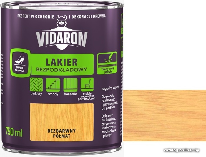 

Лак Vidaron Для паркета без грунтовки 0.75 л (матовый)