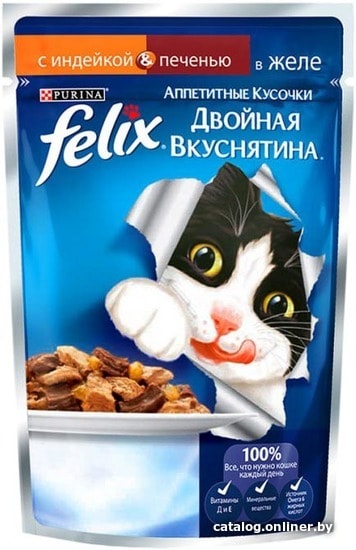 

Пресервы Felix Двойная вкуснятина с индейкой и печенью 0.085 кг