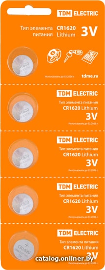 

Батарейка TDM Electric CR1620 5 шт. SQ1702-0026