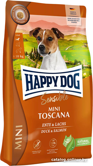 

Сухой корм для собак Happy Dog Sensible Mini Toscana (с уткой и лососем) 4 кг