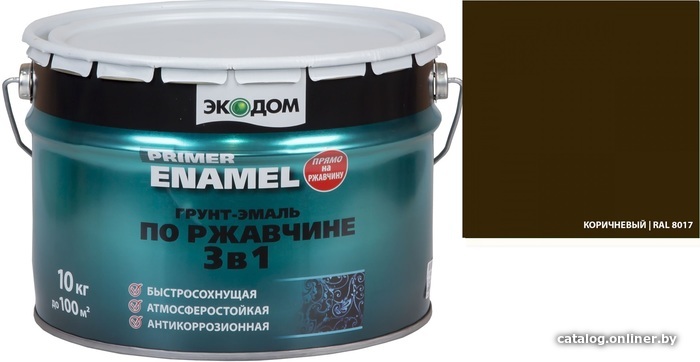 

Грунт-эмаль Экодом Грунт-эмаль по ржавчине 3 в 1, 10 кг (коричневый, RAL 8017)