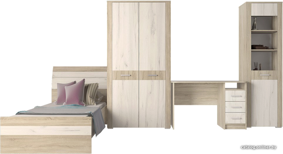 

Комплект мебели для спальни Интерлиния Коламбия-5 (дуб сонома/дуб белый)