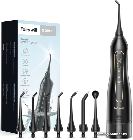 

Ирригатор Fairywill 5020E (черный, 7 насадок)