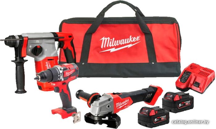 

Milwaukee M12 FUEL M18FPP3Q-502BEU (перфоратор, угловая шлифмашина, шуруповерт, 2 АКБ, сумка)