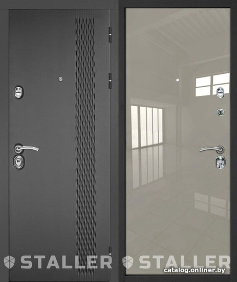 

Металлическая дверь Сталлер Лика 205x86R (серый/галька люкс)