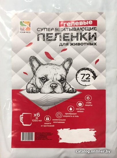

Одноразовая пеленка Four Pets 60х90 см 30 шт