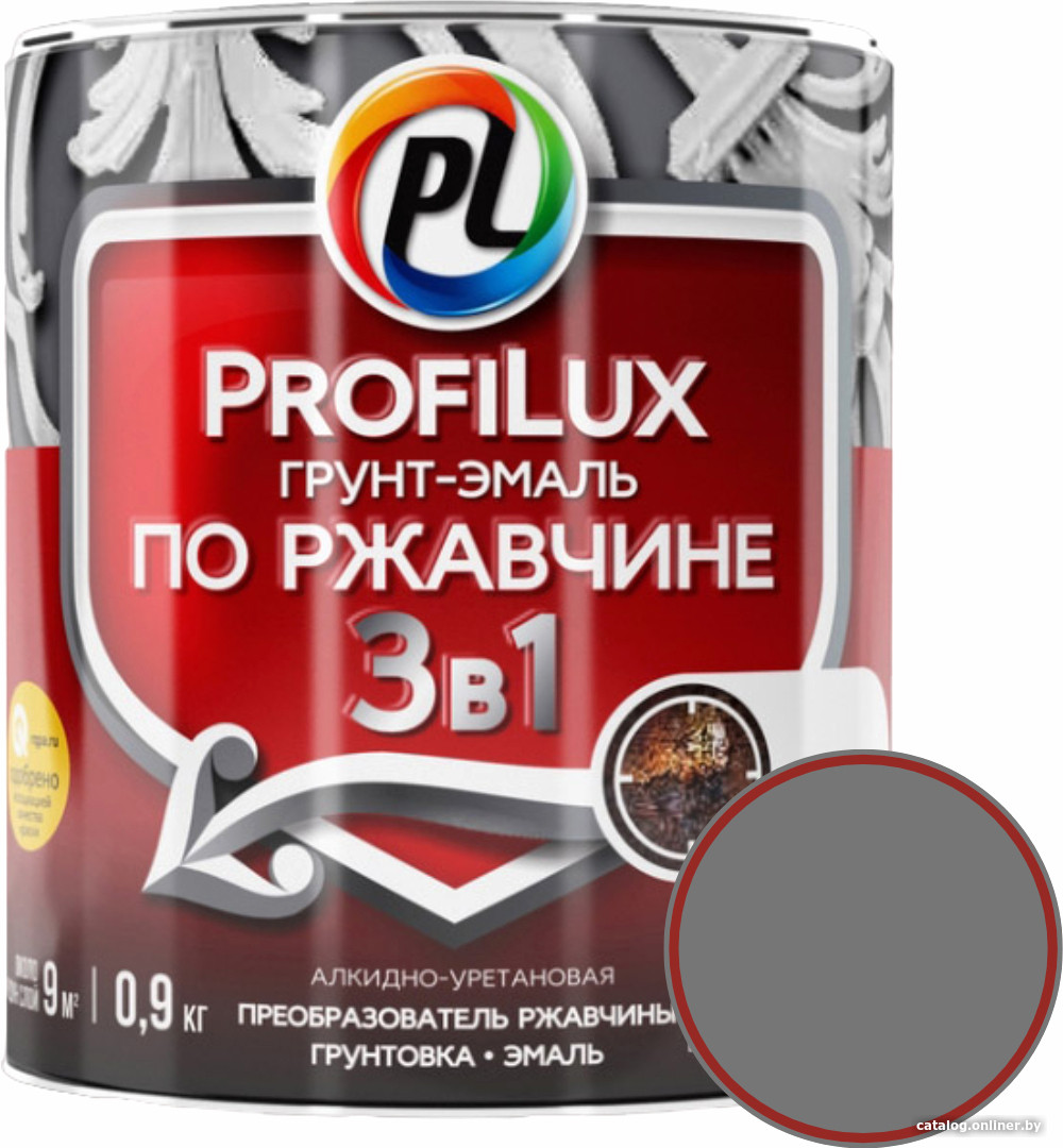 

Грунт-эмаль Profilux По ржавчине 3в1 (0.9 кг, серый)