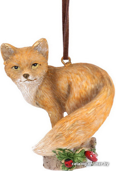 

Елочная игрушка Gisela Graham Woodland Wildlife. Лиса на бревне с мухоморами 13818