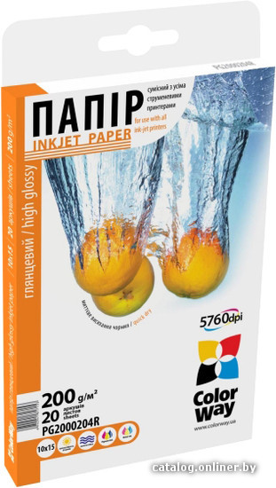 

Фотобумага Colorway CW глянцевая 10x15 200г/м 20л (PG2000204R)