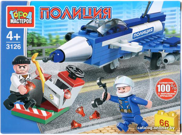 

Конструктор Город мастеров Полиция 3126-BL Полицейская погоня на самолете