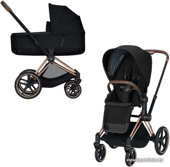 

Универсальная коляска Cybex Priam 2020 (deep black, рама розовое золото)