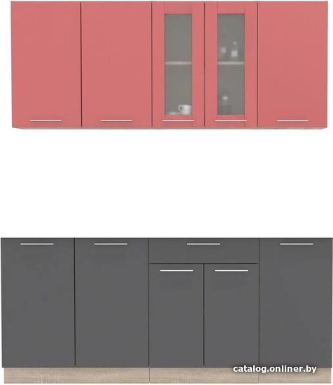 

Готовая кухня Интерлиния Мила 18 без столешницы (красный/антрацит)