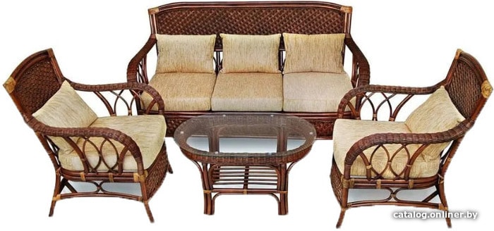 

Набор садовой мебели TetChair Andrea (диван/2 кресла/стол со стеклом, pecan washed/кремовый)