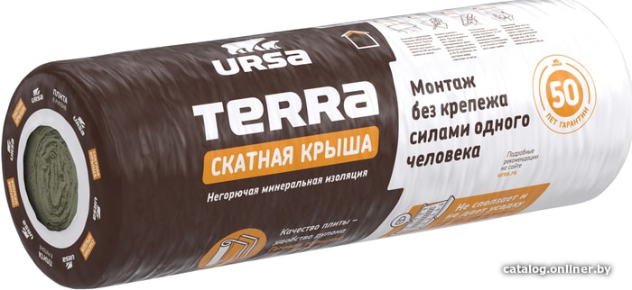 

Теплоизоляция URSA Terra 35 QN Скатная крыша 150 мм 4.68 кв.м.