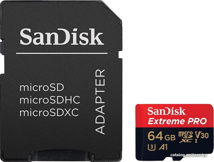 SanDisk Extreme PRO microSDXC Class 10 UHS-II U3 V30 64GB (с адаптером)  карту памяти купить в Минске