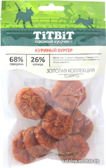 

Лакомство для собак TiTBiT Золотая коллекция. Куриный бургер 70 г