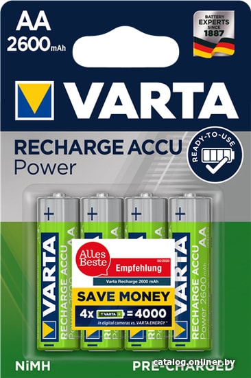 

Аккумулятор Varta AA 2600mAh 4 шт. (05716)