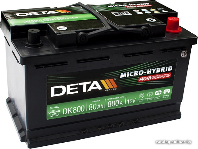 

Автомобильный аккумулятор DETA Micro-Hybrid AGM DK800 (80 А·ч)
